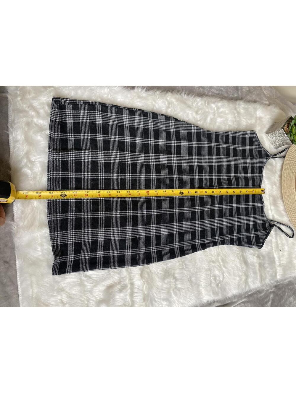 Popular 21 Black and White Plaid Spaghetti Strap Dress Medium - Picture 2 of 4